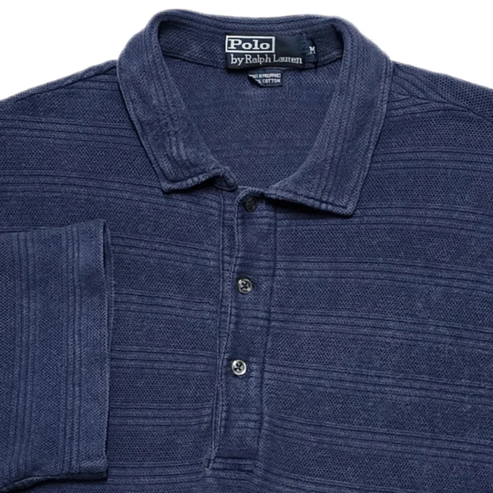 Vintage Polo Ralph Lauren Men's Heavy Knit Polo‎ Shirt Size Medium 90s Mesh Slim